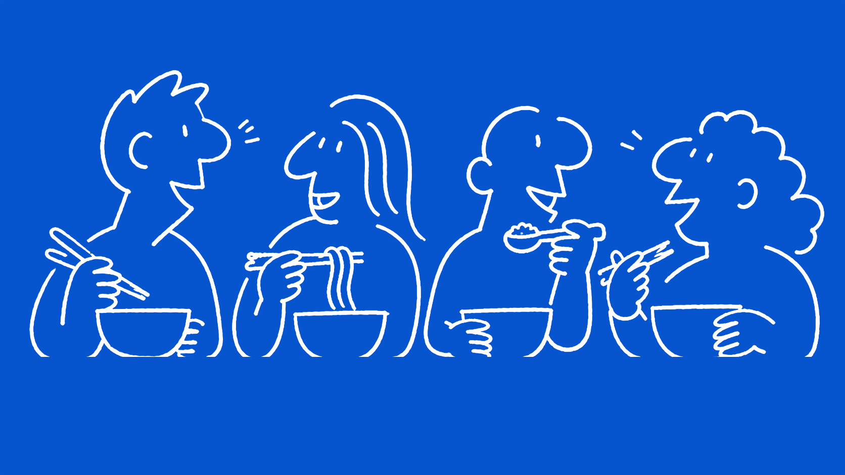 食卓を囲む人々のイラスト